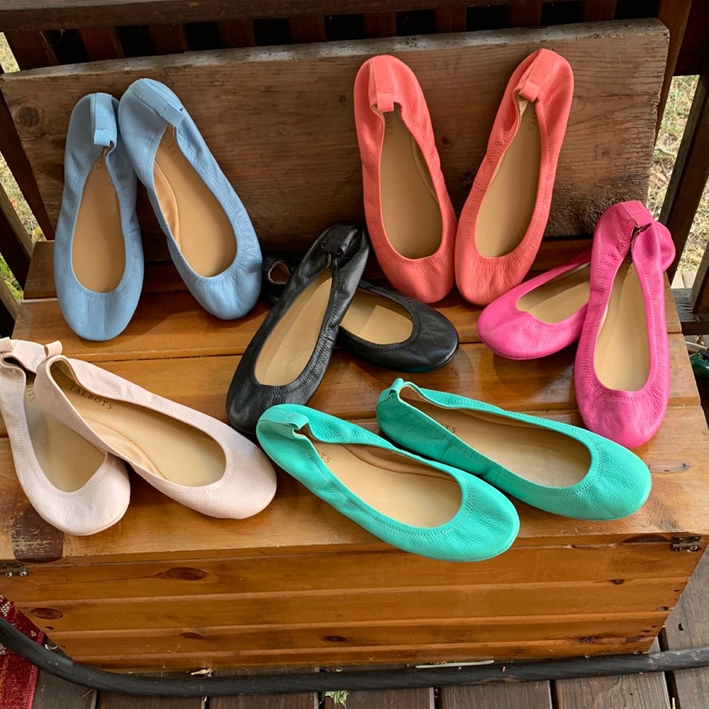 Pull on leather ballet slippers, 6 pairs,  size 9.5,  by Talbots.